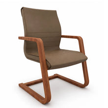 Load image into Gallery viewer, Curva Home Office Chair Without Wheels in Hazel Brown Fabric with Walnut Base
