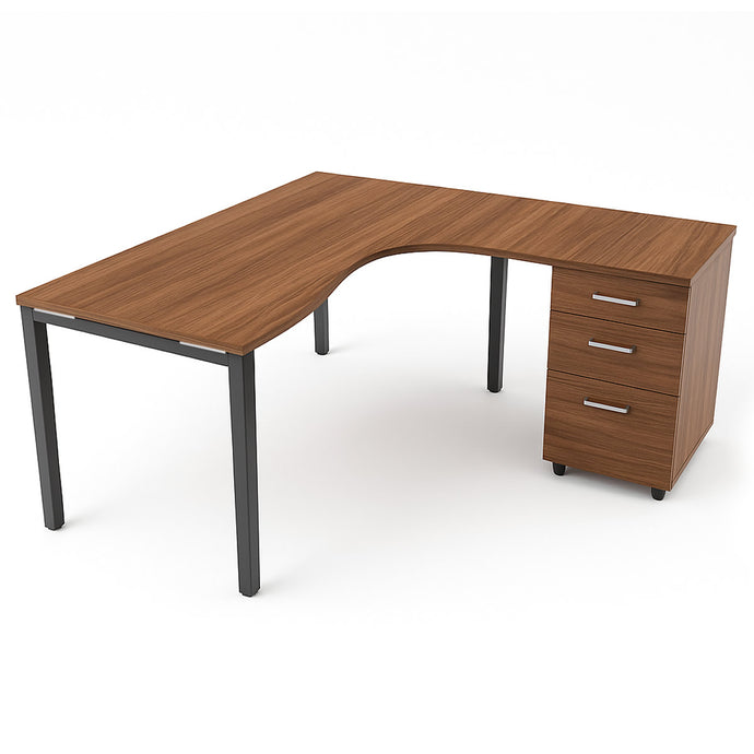 Curva Corner Desk American Walnut Grey 160 Right