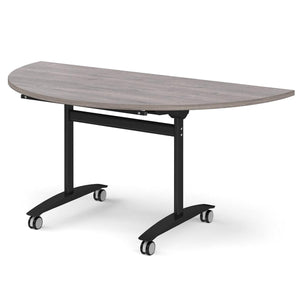 Pivot Pro 1600 Black Grey Oak Semi Circle Folding Table