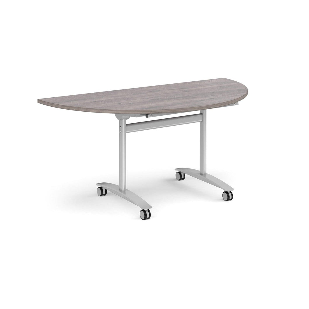 Pivot Pro 1600 Silver Grey Oak Semi Circle Folding Table