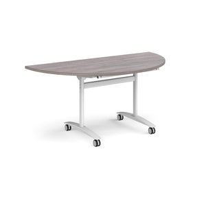 Pivot Pro 1600 White Grey Oak Semi Circle Folding Table