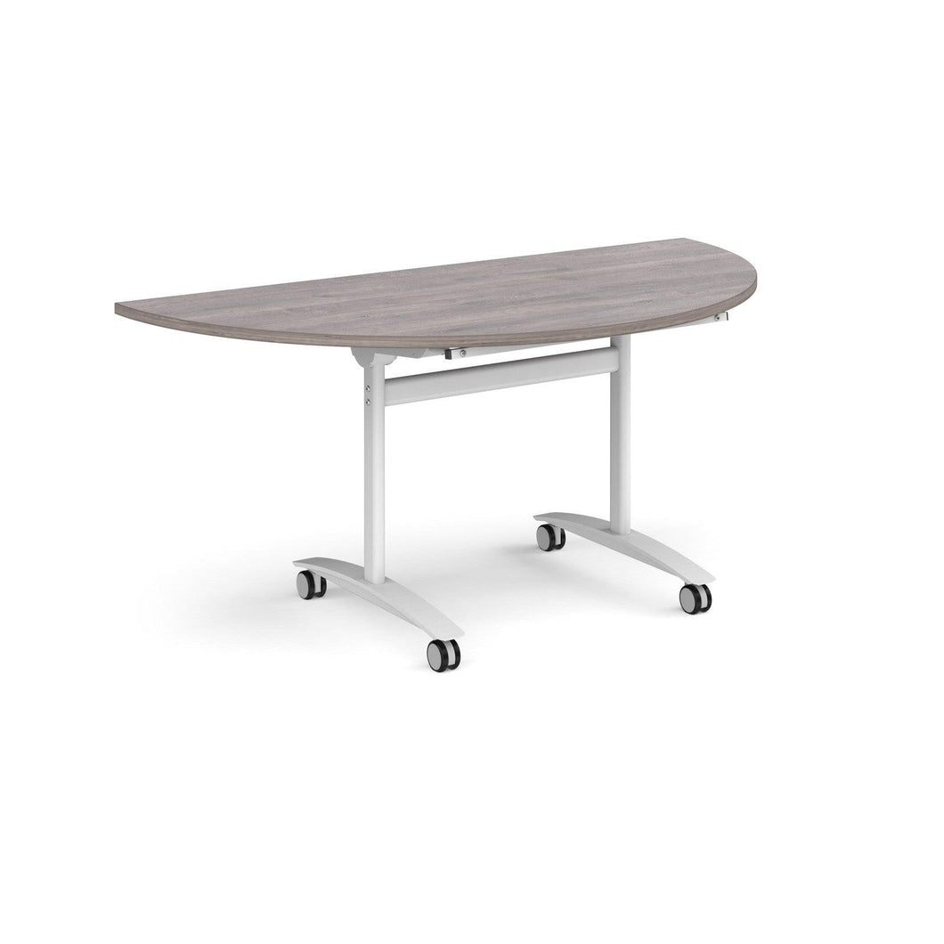 Pivot Pro 1600 White Grey Oak Semi Circle Folding Table