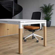 Load image into Gallery viewer, Duo White &amp; Oak Corner Desk in Corporate Office
