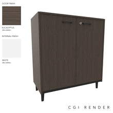 Load image into Gallery viewer, Vero Low Office Cabinet in Eucalyptus Finish with Grey Legs

