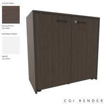 Load image into Gallery viewer, Vero Low Office Cabinet in Eucalyptus Finish with Standard Feet
