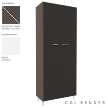 Load image into Gallery viewer, Vero Full Height Storage Cabinet in Eucalyptus and Shadow Grey finish with White Legs
