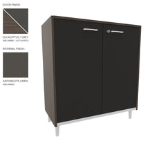 Load image into Gallery viewer, Vero Low Office Cabinet in Eucalyptus, Grey and Anthracite Finish with White Legs
