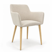 Load image into Gallery viewer, Elva Bedroom Desk Chair in Beige Fabric with Oak Legs
