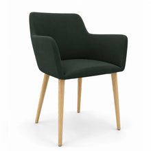 Load image into Gallery viewer, Elva Bedroom Desk Chair in Dark Green Fabric with Oak Legs
