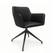 Load image into Gallery viewer, Elva Desk Chair Without Wheels, Anthracite Base &amp; Onyx Black Genuine Leather Finish
