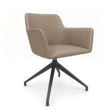 Load image into Gallery viewer, Elva Desk Chair Without Wheels, Anthracite Base &amp; Dark Beige Genuine Leather Finish
