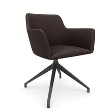 Load image into Gallery viewer, Elva Desk Chair Without Wheels, Anthracite Base &amp; Espresso Dark Brown Genuine Leather Finish
