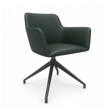 Load image into Gallery viewer, Elva Desk Chair Without Wheels, Anthracite Base &amp; Forest Green Genuine Leather Finish
