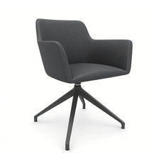 Load image into Gallery viewer, Elva Desk Chair Without Wheels, Anthracite Base &amp; Anthracite Dark Grey Genuine Leather Finish
