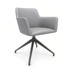 Load image into Gallery viewer, Elva Desk Chair Without Wheels, Anthracite Base &amp; Dove Grey Genuine Leather Finish
