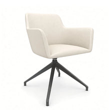 Load image into Gallery viewer, Elva Desk Chair Without Wheels, Anthracite Base &amp; Warm Ivory Genuine Leather Finish
