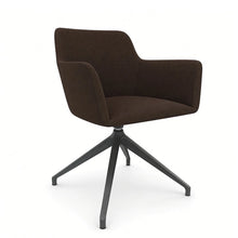 Load image into Gallery viewer, Elva Desk Chair Without Wheels, Anthracite Base &amp; Espresso Dark Brown Fabric Finish
