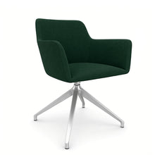 Load image into Gallery viewer, Elva Desk Chair Without Wheels, Silver Base &amp; Forest Green Fabric Finish

