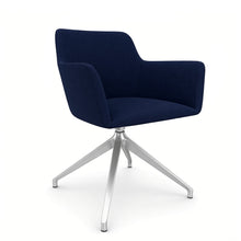 Load image into Gallery viewer, Elva Desk Chair Without Wheels, Silver Base &amp; Midnight Blue Fabric Finish
