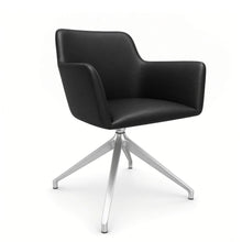 Load image into Gallery viewer, Elva Desk Chair Without Wheels, Silver Base &amp; Onyx Black Genuine Leather Finish
