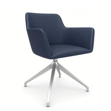 Load image into Gallery viewer, Elva Desk Chair Without Wheels, Silver Base &amp; Oxford Blue Genuine Leather Finish

