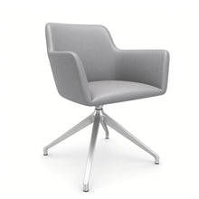 Load image into Gallery viewer, Elva Desk Chair Without Wheels, Silver Base &amp; Dove Grey Genuine Leather Finish
