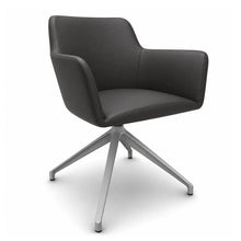Load image into Gallery viewer, Elva Leather Office Chair (No Wheels) in Anthracite with Polished Silver Base
