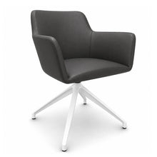 Load image into Gallery viewer, Elva Leather Office Chair (No Wheels) in Anthracite with White Base
