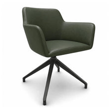 Load image into Gallery viewer, Elva Leather Office Chair (No Wheels) in Dark Green with Anthracite Base

