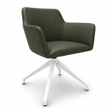 Load image into Gallery viewer, Elva Leather Office Chair (No Wheels) in Dark Green with White Base
