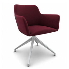 Load image into Gallery viewer, Elva Leather Office Chair (No Wheels) in Wine Red with Polished Silver Base
