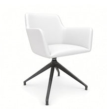 Load image into Gallery viewer, Elva Desk Chair Without Wheels, Anthracite Base &amp; White Genuine Leather Finish
