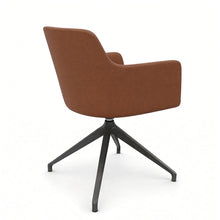 Load image into Gallery viewer, Elva Desk Chair Without Wheels, Anthracite Base &amp; Whiskey Genuine Leather Finish - Rear Quarter View
