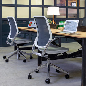 Eva Polished Aluminium Office Chairs