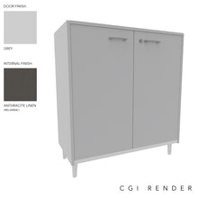 Load image into Gallery viewer, Vero Low Office Cabinet in Grey and Anthracite Finish with White Legs
