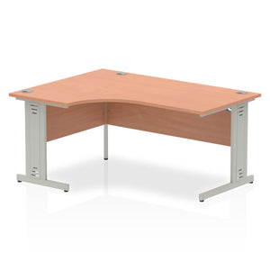 160cm Beech Corner PC Table Silver Leg Left Hand