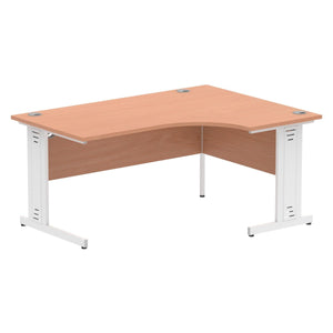 160cm Beech Corner PC Table White Leg Right Hand
