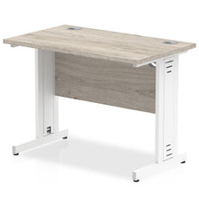 Load image into Gallery viewer, Impulse Slim 1000 Grey Oak White Wire Management Desk
