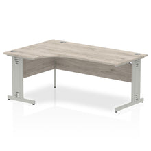 Load image into Gallery viewer, 180cm Grey Oak L Desk Left Hand Silver Leg
