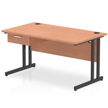 Load image into Gallery viewer, Impulse 1400 Black Maple Office Desk with Drawer
