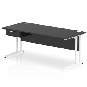 Impulse 1800 White Black Office Desk with Drawer
