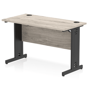 Impulse Slim 1200 Grey Oak Black Wire Management Desk