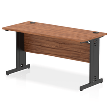 Load image into Gallery viewer, Impulse Slim 1400 Walnut Black Wire Management Desk
