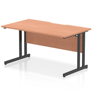 Impulse 1400 Black Beech Scalloped Office Desk