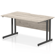 Load image into Gallery viewer, Impulse 1400 Black Grey Oak Scalloped Office Desk
