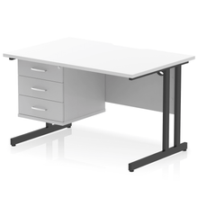 Load image into Gallery viewer, Impulse 1200 Black White 3 Drawer Office Desk
