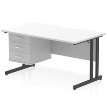 Load image into Gallery viewer, Impulse 1400 Black White 3 Drawer Office Desk
