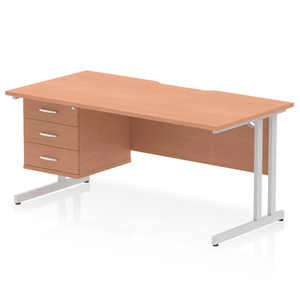 Impulse 1600 Silver Beech 3 Drawer Office Desk