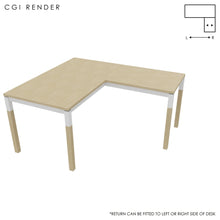 Load image into Gallery viewer, Duo 140 x 160 (CM) Corner Desk Oak with White &amp; Oak Legs
