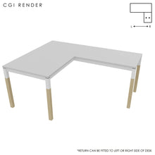 Load image into Gallery viewer, Duo 140 x 180 (CM) Corner Desk Grey with White &amp; Oak Legs
